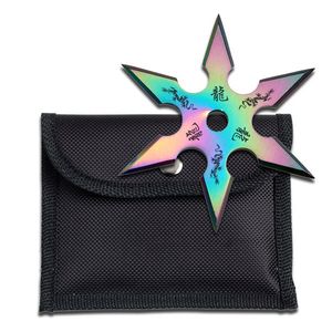 Single Rainbow Throwing Star Six-Point Chinese Dragon Symbol Ninja Knife