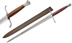 Medieval Sword 50in Knight Two-Handed Zweihander Claymore Blade + Leather Sheath