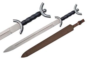 31in. Black Silver Celtic Warrior Sword w/ Leather Sheath Reenactment Knight