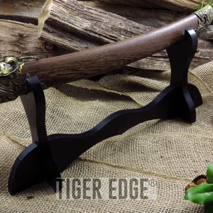 Sword Display Stand Black Wood Tabletop - For Knives, Swords, Guns, And More