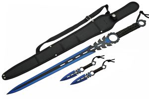 Tactical Sword 27in. Full Tang Black Rainbow Fantasy Serrated