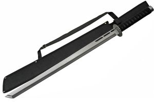Ninja Sword 29in. Overall Stainless Steel Tanto Blade + Black Shoulder Sheath
