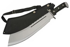 Machete Rite Edge 13in. Cleaver Blade Full Tang Black Wood Handle + Sheath