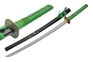Katana Sword Samurai Blade 30in. Carbon Steel Blade Black/Green - 41in. Overall