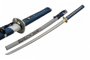 Katana Sword Samurai Blade 30in. Carbon Steel Blade Blue/White - 41in. Overall