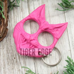 Pink Cat Hard Nylon Fiber Knuckle Defense Keyring