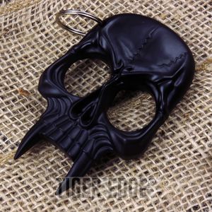Black Bone Skull Hard Nylon Fiber Knuckle Defense Keyring