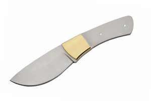 Fixed-Blade Knife Blank | Stainless Steel 3.5in Drop Point Wide Brass Bolster