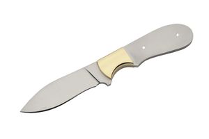 Fixed-Blade Knife Blank | Stainless Steel 3.5in Drop Point Brass Bolster