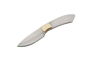Fixed-Blade Knife Blank | Stainless Steel 2.75in Drop Point Blade Brass Bolster
