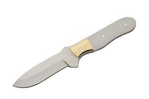 Fixed-Blade Knife Blank | Stainless Steel 4in Drop Point Blade Brass Bolster