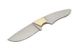 Fixed-Blade Knife Blank | Stainless Steel 3.75in Drop Point Blade Brass Bolster