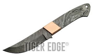 9in. Damascus Steel Blade Blank With Copper Bolster - Add Your Own Handle