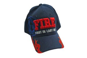 Blue & Red Flame Fire Department Firefighter Baseball Cap - 1 Size Fits All