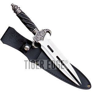 Fixed-Blade Fantasy Knife 12.5in. Silver 2 Point Wasp Blade Dagger + Sheath