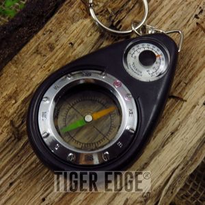 Compass/Thermometer Survival Keychain Keyring