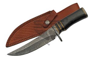 Bowie Knife | Damascus Steel Upswept Blade 11.75