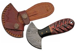 Hunting Knife Damascus Steel Other Blade Wood Handle + Leather Sheath