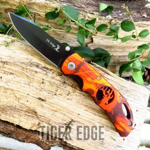 Elk Ridge Red Camo Cutout Handle Hunting Folding Pocket Knife