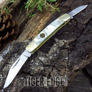 Elk Ridge White Pearl Gentleman's Folding Pocket Pen Trapper Knife - Blade