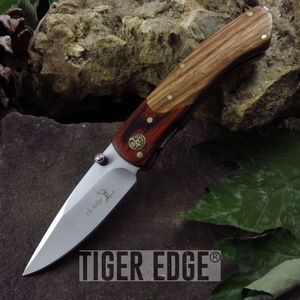 Elk Ridge Brown Two Tone Pakkawood Handle Folding Knife Pocket Gift EDC