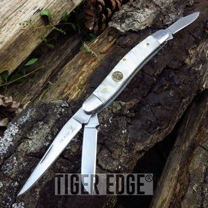 Elk Ridge White Pearl 3-Blade Stockman Folding Pen Pocket Knife