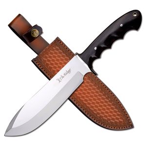 Bowie Knife | Elk Ridge 8.75in Polished Blade Hunting Skinner + Leather Sheath