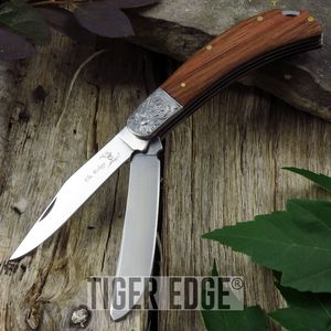 Folding Pocket Knife Elk Ridge Gentleman'S Trapper Brown Double 2 Blade Er-552Wd