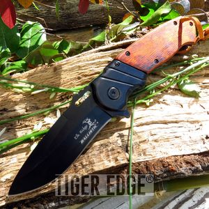 Elk Ridge Black Wood Spring Assist Folding Pocket Knife EDC Groomsmen Gift