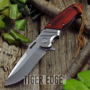 Elk Ridge Wooden Classic Spring Assist Folding Pocket Knife EDC Father's