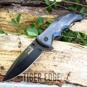 Elk Ridge Gray Wood Handle Spring Assisted Hunter'S Folding Knife