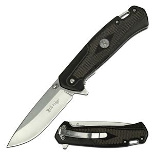 Spring-Assisted Folding Knife Elk Ridge Stainless Steel Blade Black Wood Handle
