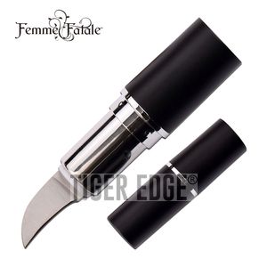 Lipstick Hidden Knife Femme Fatale Black 2.75in Concealed 1in Blade Self-Defense