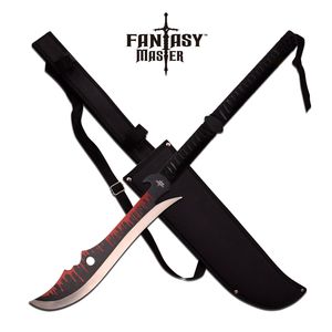 Short Sword Fantasy Master Black Two-Hand Red Ninja Blade Dragon Sheath Fm-669