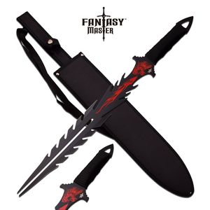 Fantasy Sword | Dragon Tongue Fork Blade Red + Black With Sheath Fm-674