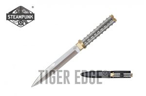 Steampunk Dagger Fantasy Fixed-Blade Knife Silver Double Edge Blade 11