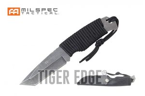 Tactical Tanto Knife Milspec 8.4in. Stone Gray Blade Military Paracord + Sheath