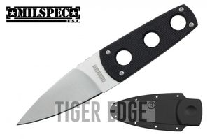 Tactical Knife | Milspec Silver Blade Black Combat Boot Knife Slim Low Profile