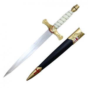 Medieval Dagger 15.75in. Overall Crusader Knights Templar Costume White Gold