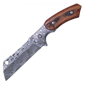 Fixed Blade Hunting Knife  | Faux Damascus Etch Razor-Style Sheepsfoot Hbk205Ds