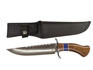Bowie Knife 13in. Overall Gentleman Fixed-Blade Hunter Skinner Wood/Blue Handle