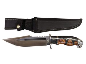 Bowie Knife 12in Overall Gentleman Fixed-Blade Hunter Skinner Black/Brown Handle