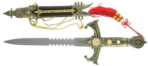 17in. Knights Templar Dagger Fantasy Serrated Blade Medieval Knife Reenact