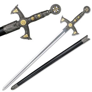 40in. Christian Crusader Knight's Templar Medieval Long Sword w/ Scabbard