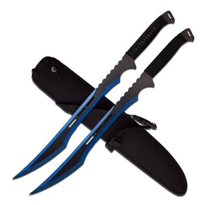 Fantasy Sword Set | Two Black Blue Tactical Ninja Full Tang Sharp Blade Hk-741Bl