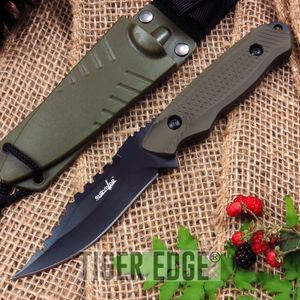 Survivor Army Green Fixed-Blade Full Tang Survival Knife W/ Hard Sheath