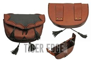 Medieval Belt Bag | Black Brown Real Leather Day Sporran Pouch