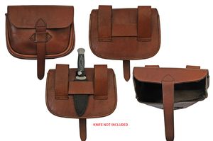 Medieval Belt Bag Brown Real Leather Day Sporran Pouch With Knife Holster