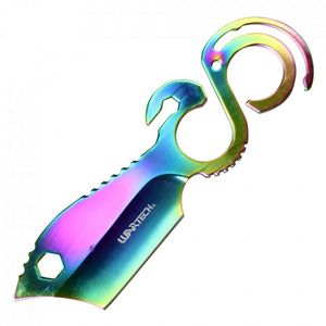 Fantasy Hunting Knife Wartech Tactical 6.5in Rainbow Dragon Fixed-Blade + Sheath