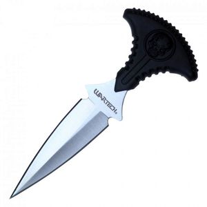 Push Dagger | Wartech Skull Silver Double Edge Blade Punch Knife + Sheath